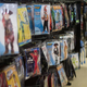 A surprisingly orderly Spirit Halloween costume aisle.